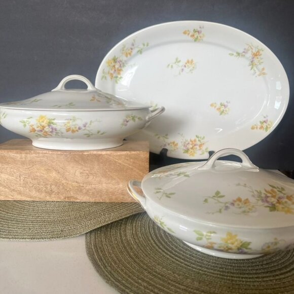 Vtg CF Haviland Limoges Oval Covered Vegetable Dish Floral Pattern France HTF - Picture 2 of 12